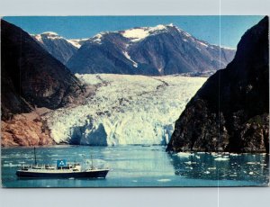 Vtg Tracy Arm Fjord SS Glacier Queen Yukon Star AK Alaska Cruise Lines Postcard