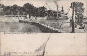 Postcard Ship Steamer Quincy in Lock Keokuk Iowa IA