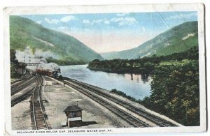 Railroad postcard Delaware River Below Gap Delaware Water Gap PA 1922