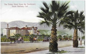 The Potter Hotel from the Boulevard Santa Barbara California Horse & Buggy