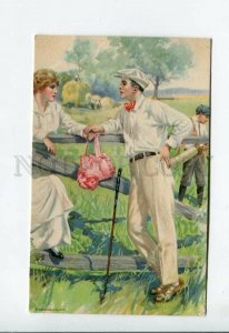 3156792 Lovers on GOLF Field by RELYEA Edward Gross Co postcard