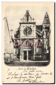 Postcard Old Church Houdan Stamp levee night Paris