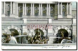 Old Postcard Washington Congressional library fountain