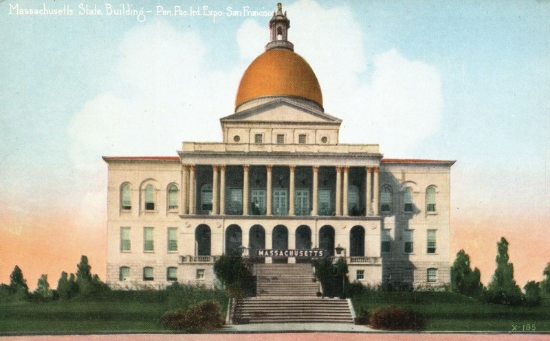 Vintage Postcard 1910s Massachusetts State Bldg Pan Pac. Int. Expo San Francisco