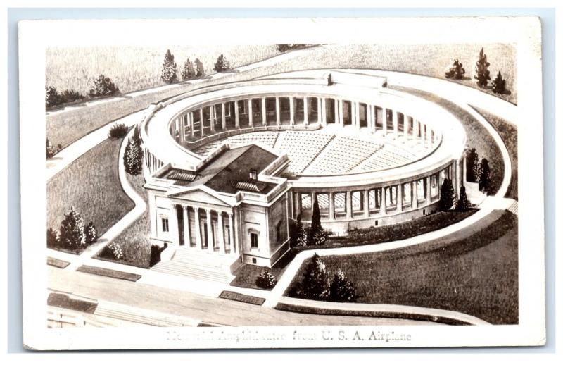 Postcard Memorial Amphitheater from USA Airplane Arlington, VA RPPC H7.2