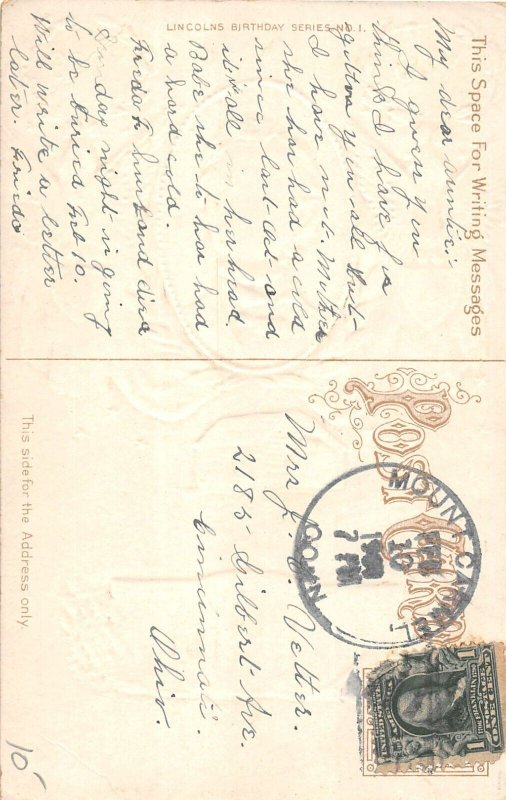 G79/ Patriotic Postcard c1910 Abraham Lincoln Centennial Eagles 21
