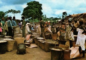 VINTAGE CONTINENTAL SIZE POSTCARD TRADITIONAL DANCE MARCH N'GOUNIE GABON AFRICA