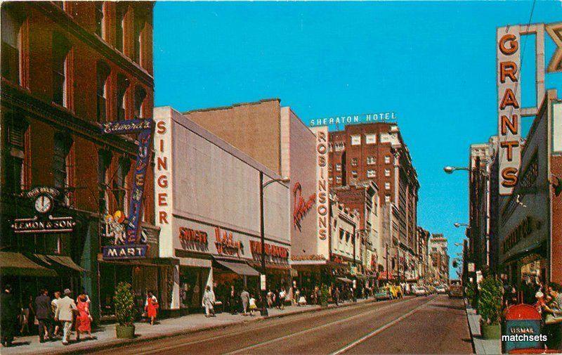 1960s Louisville Kentucky 4th Street looking North Readmore Teich postcard 9364