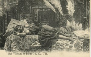 PC CPA ETHNIC NUDE FEMALE, LA SIESTE, VINTAGE POSTCARD (b18854)