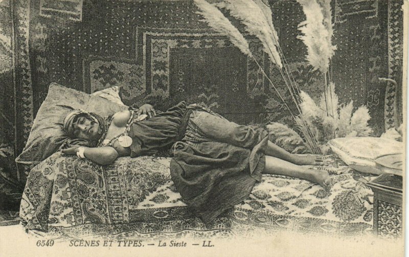 PC CPA ETHNIC NUDE FEMALE, LA SIESTE, VINTAGE POSTCARD (b18854)