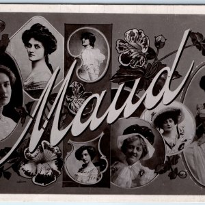 1907 Maud Women's Name RPPC Lovely Ladies Rapid Real Photo PC H.H Elsom RPO A173