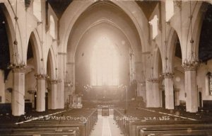 St Marks Church Surbiton Organ Glowing Windows Antique Old Real Photo Postcard