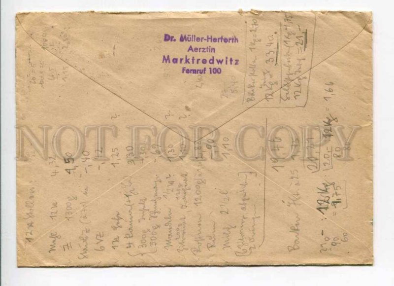 421711 GERMANY 1957 year ADVERTISING Marktredwitz real posted COVER w/ label