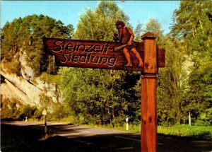 Obertrubach, Germany STEINZEIT-SIEDLUNG SIGN Stone Age Settlement 4X6 Postcard