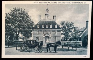 Vintage Postcard 1930-1945 Governor's Palace & Coach, Williamsburg, Virginia