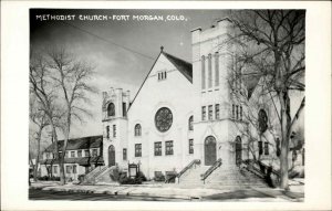 Fort Morgan Colorado CO Methodist Church Real Photo Vintage Postcard