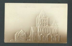 Ca 1907 Post Card Boston MA Trinity Church Brownish Airbrushed Embossed