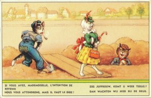 Cats Dressed As Humans Kitten Construction Worker Lady Vintage Postcard  06.38