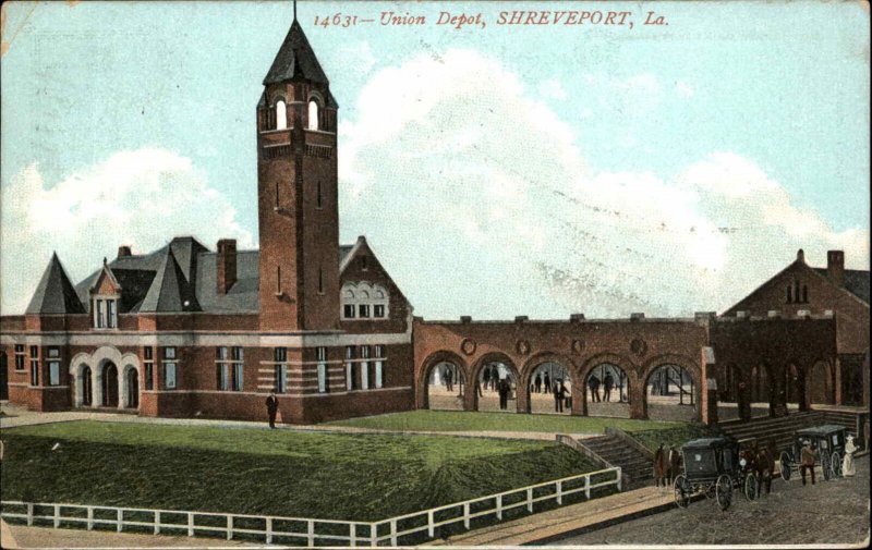 Shreveport LA Union RR Depot Train Station c1910 Postcard