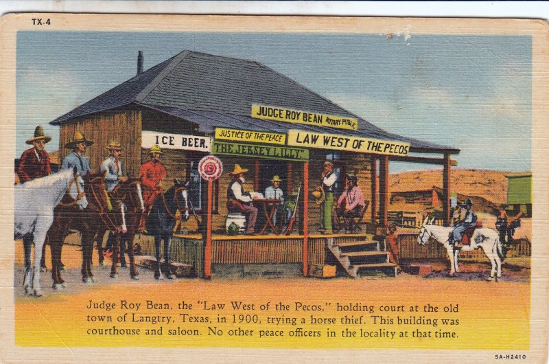 P1752 Texas TX Pecos Law West Judge Roy Bean Court House Old Vintage pc