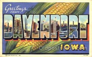 Greetings From Davenport, Iowa, USA Large Letter Town Unused very light corne...