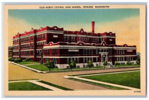 Spokane Washington WA Postcard North Central High School c1940 Vintage Antique