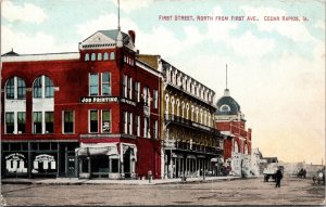 Postcard First Street North from First Avenue in Cedar Rapids, Iowa~2815