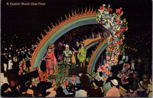 Linen Postcard A Typical Mardi Gras Float KREWES New Orleans Louisiana