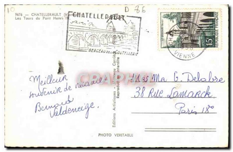 Modern Postcard Chatellerault Tours Du Pont Henri IV