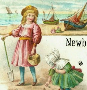 1880s Newby & Evans Behr Bros. Pianos Beach Scene Girls Sailboats S.W. Tyler #5H