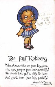 De Fust Robbery Poem Cartoon of Little Girl Blacks Writing on Back 