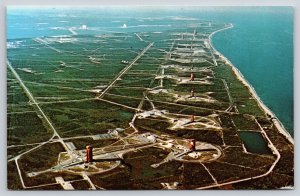Space~Florida~Aerial View Of Missile Row @ John Kennedy Center~1950s Postcard