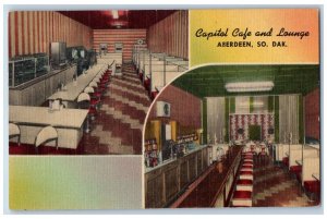 c1950 Capitol Cafe & Lounge Restaurant Multiview Aberdeen South Dakota Postcard