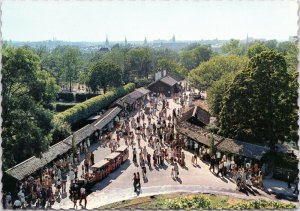 postcard Stockholm Sweden - Skansen - market street bird's eye view