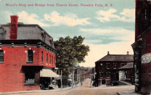 Hoosick Falls New York Wood's Shop and Bridge from Church Street PC AA60564