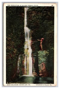Silver Thread Falls Dingman's Falls Pennsylvania PA WB Postcard T21