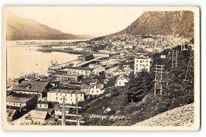 RPPC JUNEAU Bird's-Eye View Waterfront ALASKA Real Photo 1910s Vintage Postcard