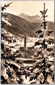 1950's Davos -Platz Mit Leidbachhorn Switzerland Real Photo RPPC Posted Postcard