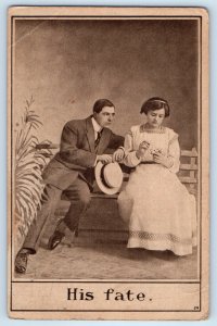 1909 Couple Pretty Woman His Fate Newport News Virginia VA Antique Postcard