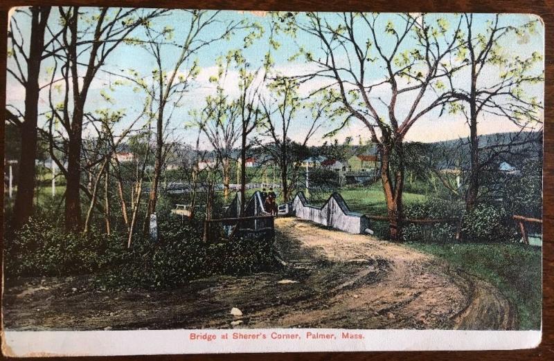 Postcard Bridge At Sherer's Corner, Palmer, Massachusetts 1909 Postmark