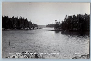 c1940's Mill And Pigeon Islands Sunset Maine ME RPPC Photo Vintage Postcard