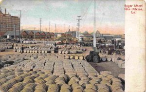 Sugar Wharf Barrels New Orleans Louisiana 1910c postcard