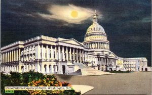 United States Capitol Building Moon Nighttime View Washington DC DB Postcard 