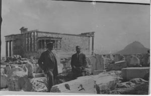 Two Men In Suits Erechtheum Greece Greek Temple Porch Caryatids RPPC Postcard