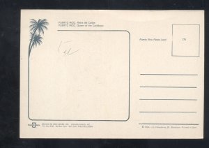 PUERTO RICO FLAG ISLAND MAP ADVERTISING POSTCARD