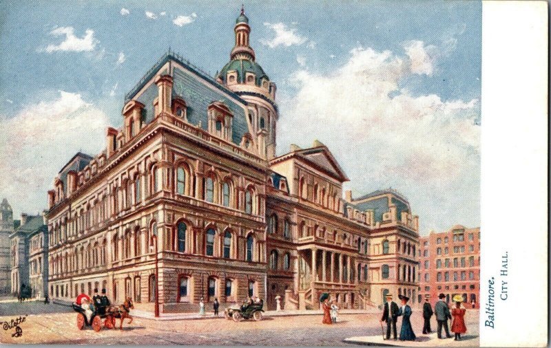 Tucks 7439 Baltimore MD City Hall Undivided Back Vintage Postcard J67