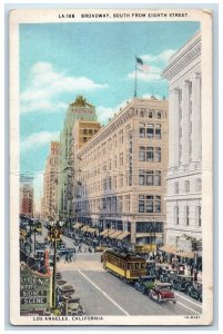1934 Broadway South From Eighth Street Los Angeles California CA Postcard
