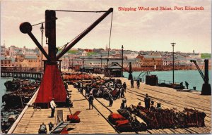South Africa Shipping Wool and Skins Port Elizabeth Vintage Postcard C089
