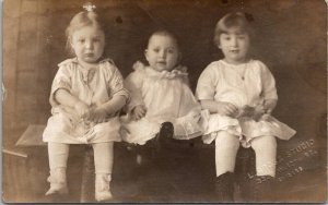 RPPC Adorable Children Bright Eyes Chubby Cheeks and White Dresses Postcard G25