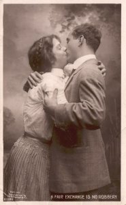 Vintage Postcard 1908 Lovers Couple Kissing Sweet Gestures Romance Love 